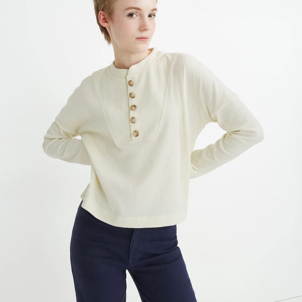 Madewell Women’s Textured Henley Cream Top